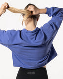 Boxy Half Zip Sweatshirt Blue Iris