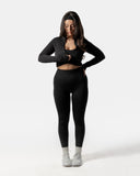 LuxForm Zip Crop Jacket - Black