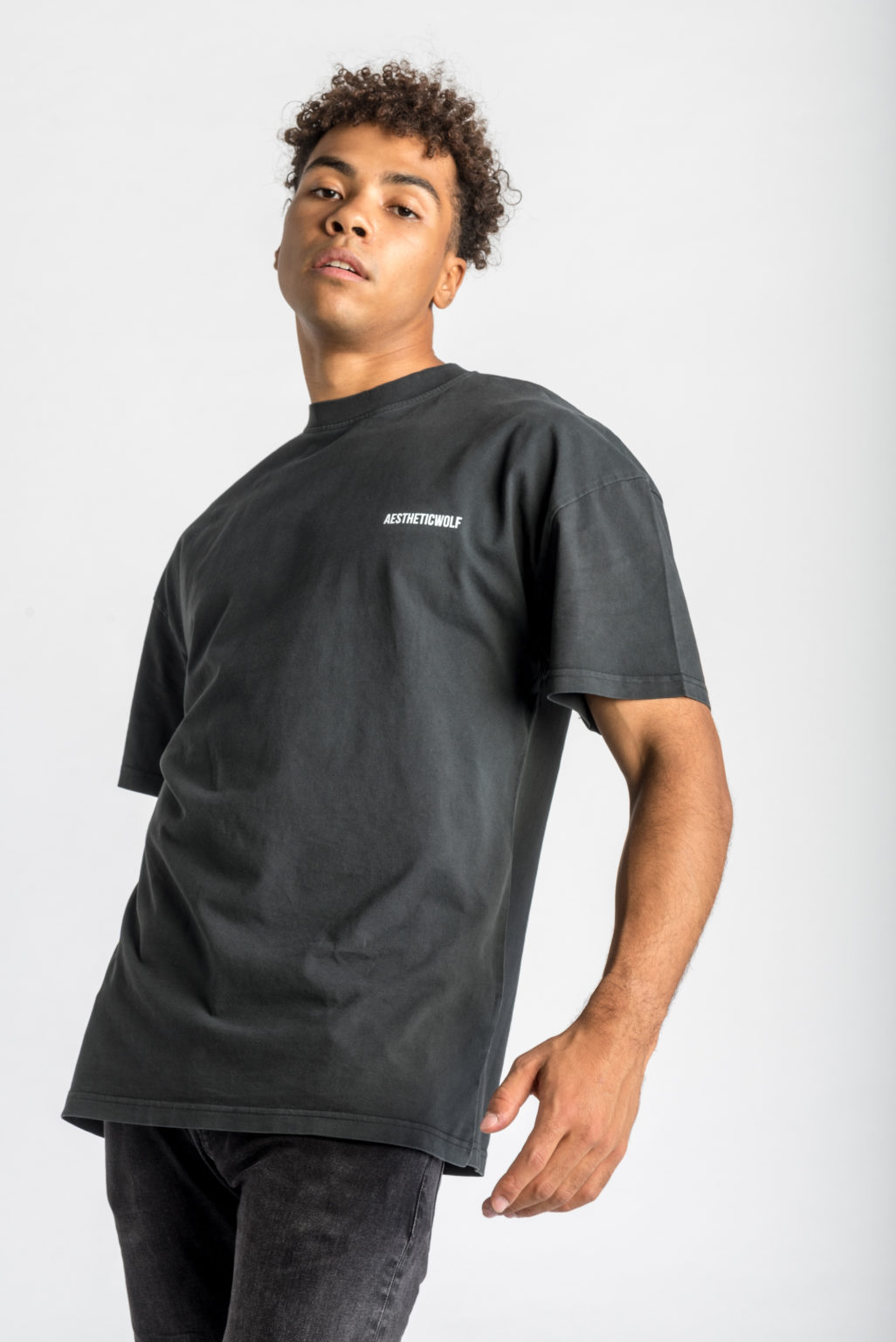 Premium Vintage Luxury Tee - Side Logo Black | AW ACTIVE