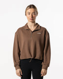 Boxy Half Zip Sweatshirt Brown