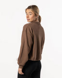 Boxy Half Zip Sweatshirt Brown