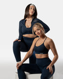 LuxForm Zip Crop Jacket - Navy