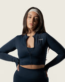 LuxForm Zip Crop Jacket Navy